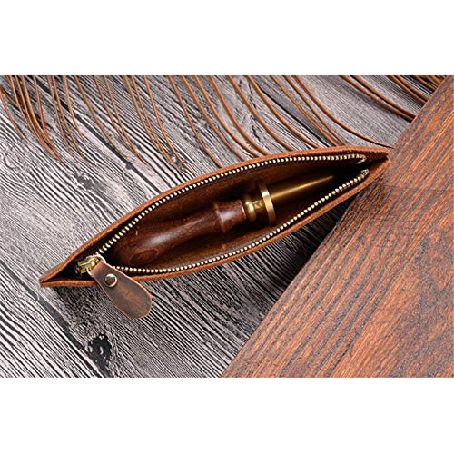 GerRit Federmäppchen aus Leder Leder-Bleistiftkoffer-Zipper-Stift-Fall-Briefpapier-Tasche für Arbeit, Büro (Farbe : Black, Size : 190mmx60mm) von GerRit