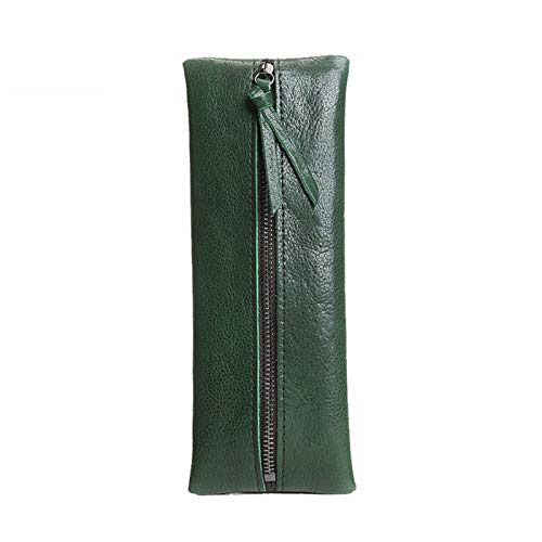 GerRit Federmäppchen aus Leder Leder-Bleistiftkoffer mit Reißverschluss für Schreibwaren-Kunst-Lieferungen College und Büro für Arbeit, Büro (Farbe : Dark Green, Size : 19.5x7.5x1.5cm) von GerRit