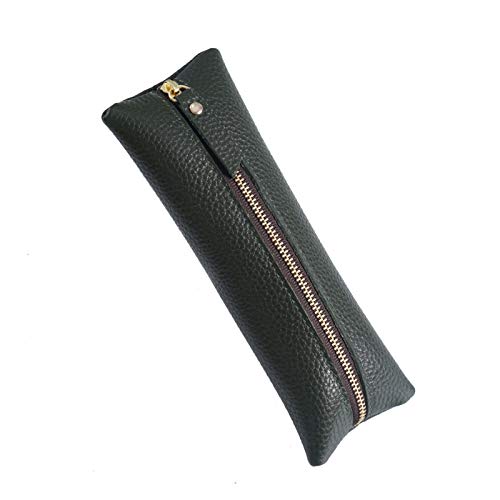 GerRit Federmäppchen aus Leder Leder Reißverschluss Pen Case Tasche Halter Tasche Reise Kosmetiktasche für Arbeit, Büro (Farbe : Black, Size : 195x75mm) von GerRit
