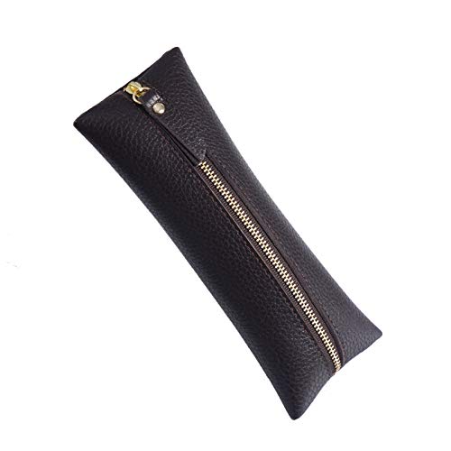 GerRit Federmäppchen aus Leder Leder Reißverschluss Pen Case Tasche Halter Tasche Reise Kosmetiktasche für Arbeit, Büro (Farbe : Coffee, Size : 195x75mm) von GerRit