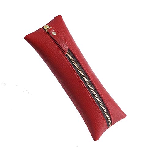 GerRit Federmäppchen aus Leder Leder Reißverschluss Pen Case Tasche Halter Tasche Reise Kosmetiktasche für Arbeit, Büro (Farbe : rot, Size : 195x75mm) von GerRit