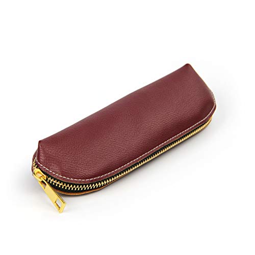 GerRit Federmäppchen aus Leder Leder-Reißverschluss-Stiftetui, Beutelhalter, Reisetasche für Arbeit, Büro (Farbe : Wine red, Size : 19.5x6cm) von GerRit