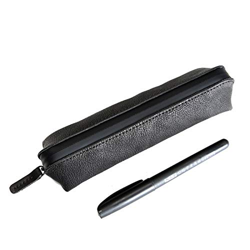 GerRit Federmäppchen aus Leder Leder Reißverschluss Stiftkoffer Kleiner Reise Makeup Kosmetiktasche für Arbeit, Büro (Farbe : Black, Size : 20x5x3cm) von GerRit