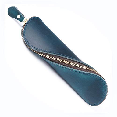 GerRit Federmäppchen aus Leder Vintage-Leder-Pen-Briefpapier-Tasche-Studenten und -künstler für Arbeit, Büro (Farbe : Blue, Size : 200mmx60mm) von GerRit