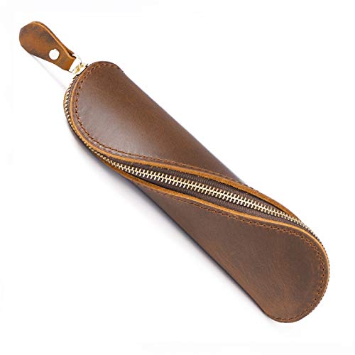 GerRit Federmäppchen aus Leder Vintage-Leder-Pen-Briefpapier-Tasche-Studenten und -künstler für Arbeit, Büro (Farbe : Braun, Size : 200mmx60mm) von GerRit