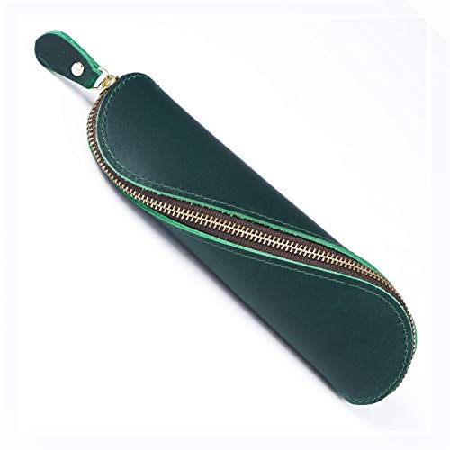 GerRit Federmäppchen aus Leder Vintage-Leder-Pen-Briefpapier-Tasche-Studenten und -künstler für Arbeit, Büro (Farbe : Dark Green, Size : 200mmx60mm) von GerRit