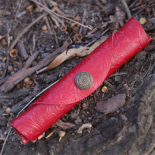 GerRit Federmäppchen aus Leder Vintage handgefertigte Leder Einzelstift Hülle Halter Ärmel Roll Wrap Pen Tasche für Arbeit, Büro (Farbe : rot, Size : 18x3cm) von GerRit