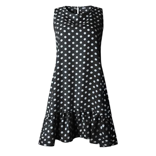 GerRit Kleider Kleid Frauen Polka Dot Rüschen Mini Kleid Casual Lose Beach Party Straße Kurzes Sundress-schwarz-XXL von GerRit