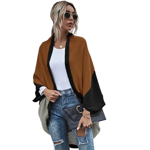 GerRit Strickjacken für Damen Women Cardigan Langarm Langarm Frauen Top Casual T-Shirt Colorblock V-Ausschnitt Strickmantel von GerRit