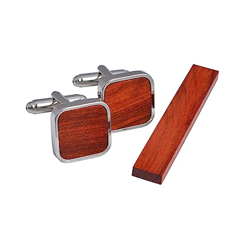 Herren Manschettenknöpfe Set Manschettenknopf-Set, Manschettenknöpfe, Krawattenklammer-Set, Holz-Krawattenklammer-Manschettenknopf-Set von GerRit