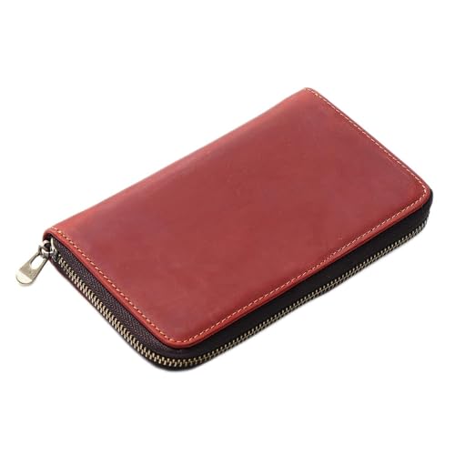 Leder Federmäppchen Leder Reißverschluss Stift Aufbewahrungstasche Vintage Multi Stifte Tasche Aufbewahrungsbox für Arbeit, Büro, burgunderfarben, 18x10.5x2.5cm von GerRit