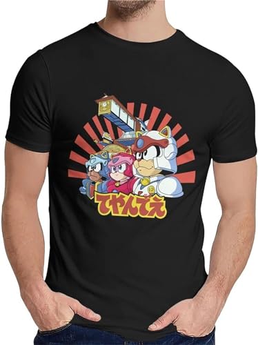 Samurai Pizza Cats T Shirt Men Awesome Cotton T-Shirt O-Neck Short Sleeve Tshirt Tees Tops Black Size 3XL von GerRit