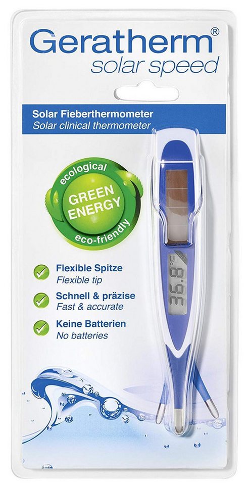 Geratherm Medical Fieberthermometer solar speed mit flexibler Spitze, extra gorßes Display, Temperaturmessung, Made in Germany, solarbetrieben und umweltfreundlich, hochpräzise von Geratherm Medical