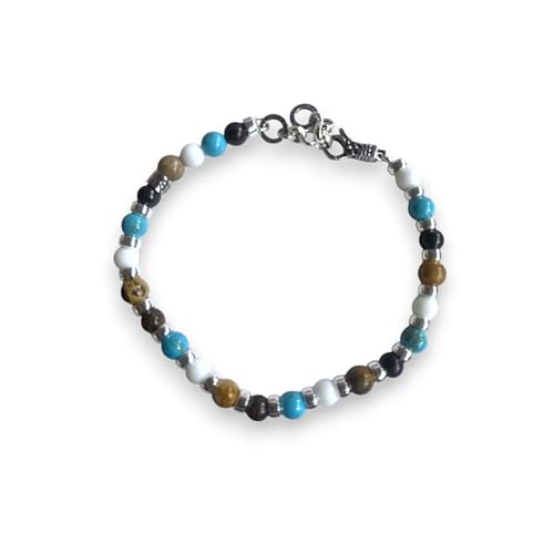 Gerba Jewels Armband aus gewachstem elastischem Faden mit Halbedelsteinen und Silber von Gerba Jewels