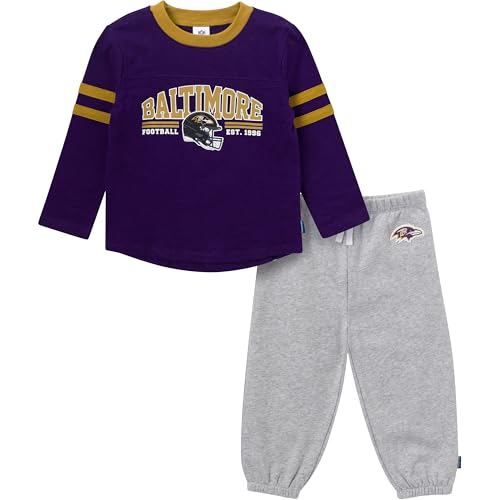 Geber Unisex Baby NFL Team Shirt und Sweatpants Set, Ravens, 12 Monate von Gerber