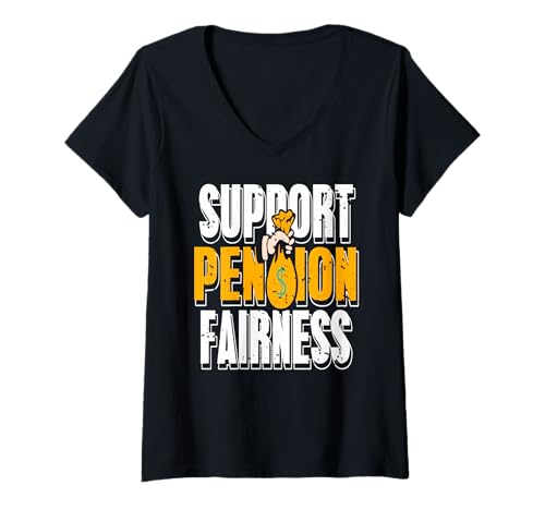 Damen Pensionsgerechtigkeit Unterstützung Rechte Stimme T-Shirt mit V-Ausschnitt Damen Pensionsgerechtigkeit Unterstützung Rechte Stimme T-Shirt mit V-Ausschnitt von Gerechtigkeit und Respekt für Senioren