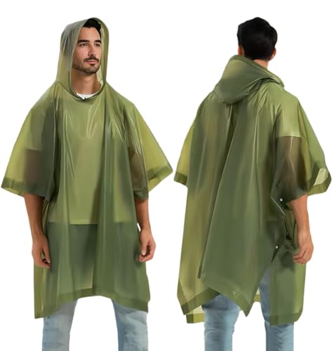 Gerhannery 2 Stück Regenponcho, Wasserdicht Eva Regencape Wiederverwendbar Regenjacke mit Kapuze, Regenponcho Damen Herren Faltbar Regen Poncho Regenmantel für Festival Konzert und Reisen von Gerhannery