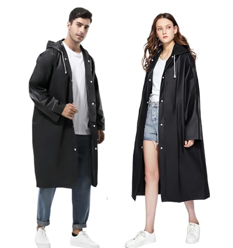 Gerhannery 2 Stück Regenponcho Wasserdicht, EVA Regencape Wiederverwendbar Regenmantel, Unisex Regenumhang für Erwachsene von Gerhannery