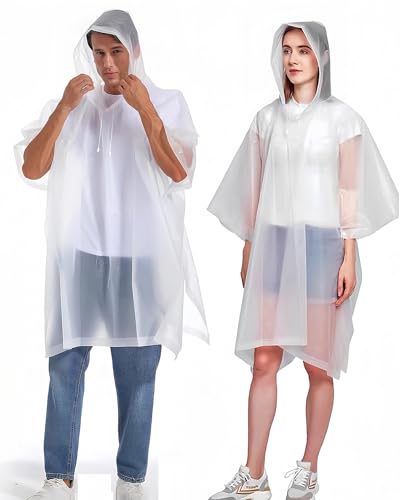 Gerhannery Dicker Regenponcho Schwarz, 2 Stück Regencape Festival Wiederverwendbar Regenponcho Herren Wasserdicht (DE/NL/SE/PL, Alphanumerisch, Einheitsgröße, Große Größen, Regular, 2, Blanc) von Gerhannery