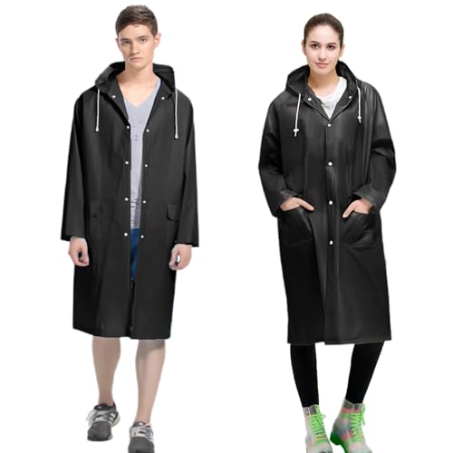 Gerhannery Regenponcho Wasserdicht mit Tasche, 2 Stück Wiederverwendbar Regencape EVA Regenmantel Festival, Regenponcho für Damen & Herren, Unisex Regenumhang für Erwachsene von Gerhannery