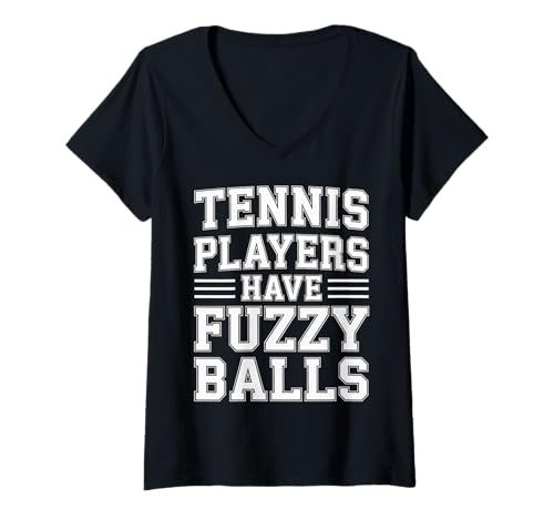Damen Tennis Players Have Fuzzy Balls Gerichtsportarten - T-Shirt mit V-Ausschnitt Damen Tennis Players Have Fuzzy Balls Gerichtsportarten - T-Shirt mit V-Ausschnitt von Gerichtskomödie Tennis
