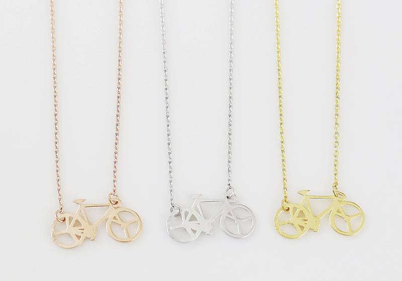 Zierliche Fahrrad-Charm-Halskette Gold, Silber, Roségold-Fahrrad-Anhänger Zierliche Fahrrad-Charm-Halskette Gold, Silber, Roségold-Fahrrad-Anhänger von Gerizim