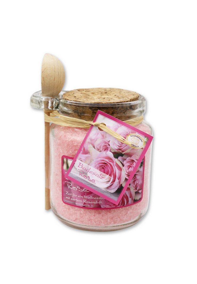 Gerlinde Hofer _ Florex GmbH Badezusatz B1420 Rose Diana, Badesalz mit Bio Schafmilch im Glas mit Holzlöffel 300 g von Gerlinde Hofer _ Florex GmbH