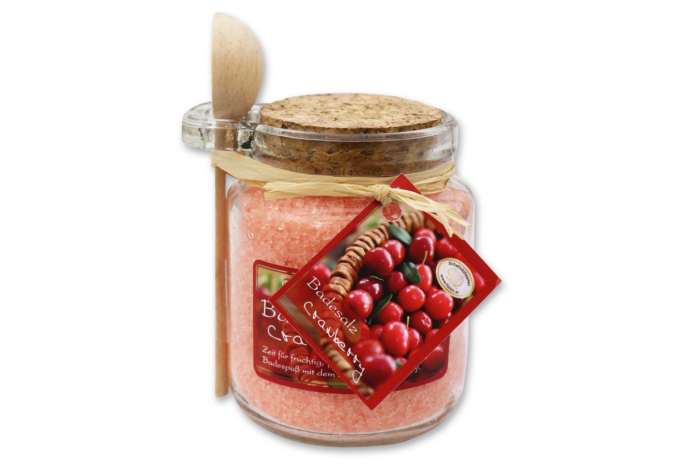 Gerlinde Hofer _ Florex GmbH Badezusatz B1420CB Cranberry, 1-tlg., Badesalz mit Bio Schafmilch im Glas mit Holzlöffel 300 g von Gerlinde Hofer _ Florex GmbH