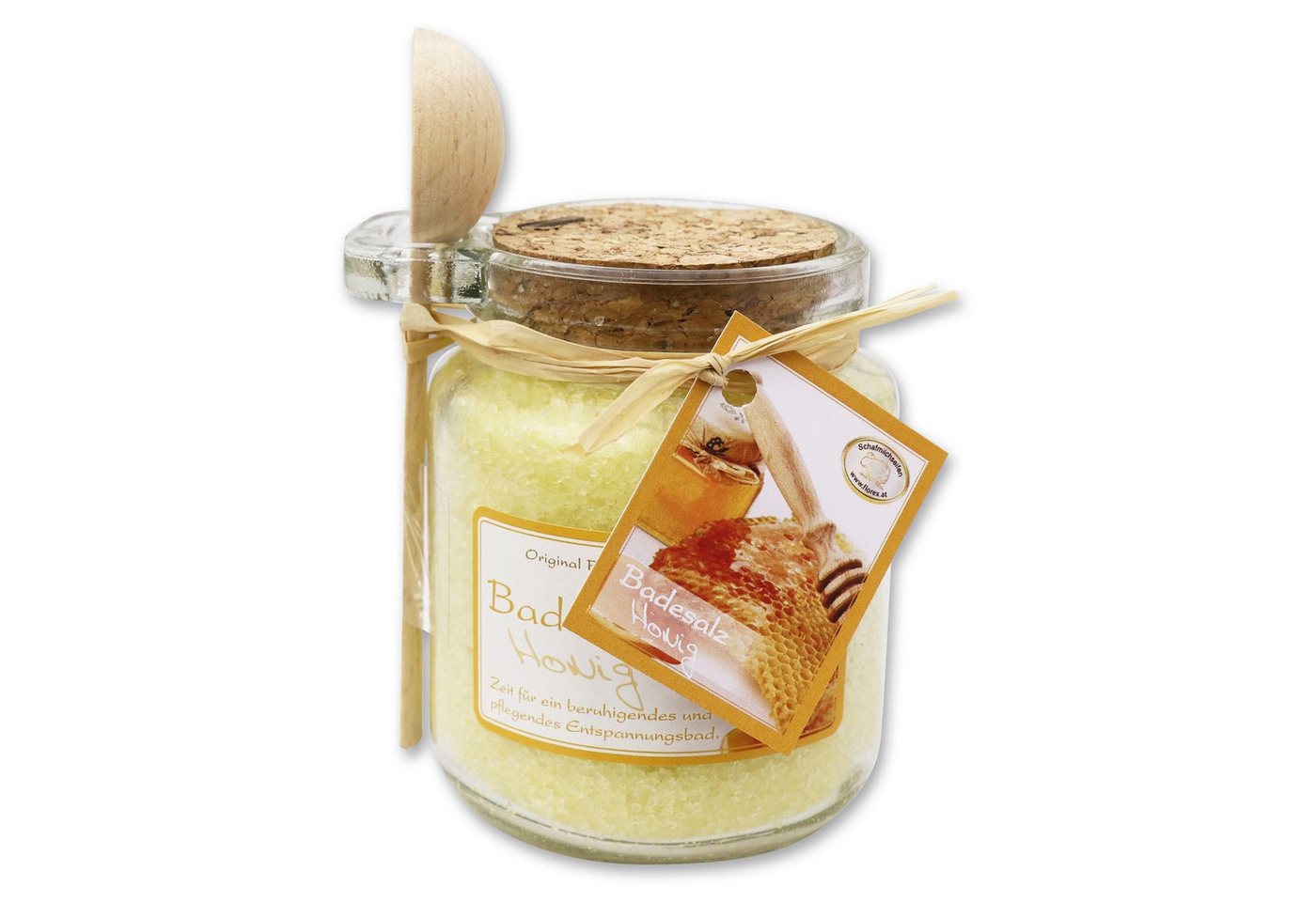Gerlinde Hofer _ Florex GmbH Badezusatz B1420HO Honig, Badesalz mit Bio Schafmilch im Glas mit Holzlöffel 300 g von Gerlinde Hofer _ Florex GmbH