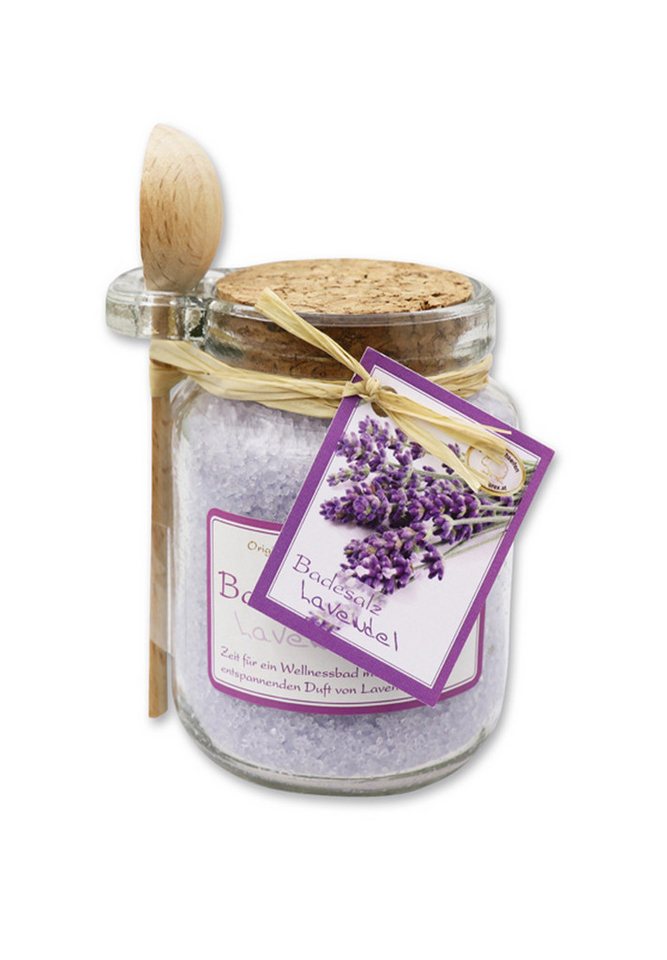 Gerlinde Hofer _ Florex GmbH Badezusatz B1420LA Lavendel, 1-tlg., Badesalz mit Bio Schafmilch im Glas mit Holzlöffel 300 g von Gerlinde Hofer _ Florex GmbH