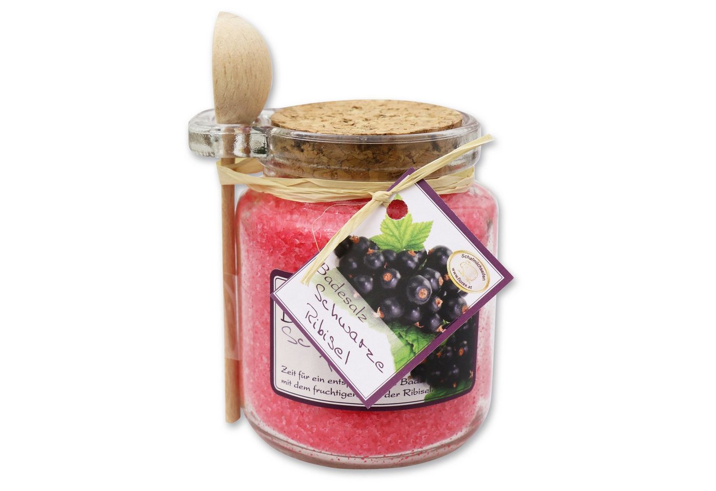 Gerlinde Hofer _ Florex GmbH Badezusatz B1420SR schwarze Ribisel, 1-tlg., Badesalz mit Bio Schafmilch im Glas mit Holzlöffel 300 g von Gerlinde Hofer _ Florex GmbH