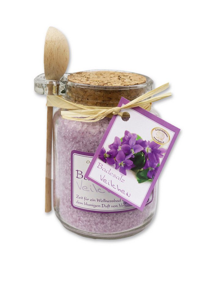 Gerlinde Hofer _ Florex GmbH Badezusatz B1420VE Veilchen, 1-tlg., Badesalz mit Bio Schafmilch im Glas mit Holzlöffel 300 g von Gerlinde Hofer _ Florex GmbH