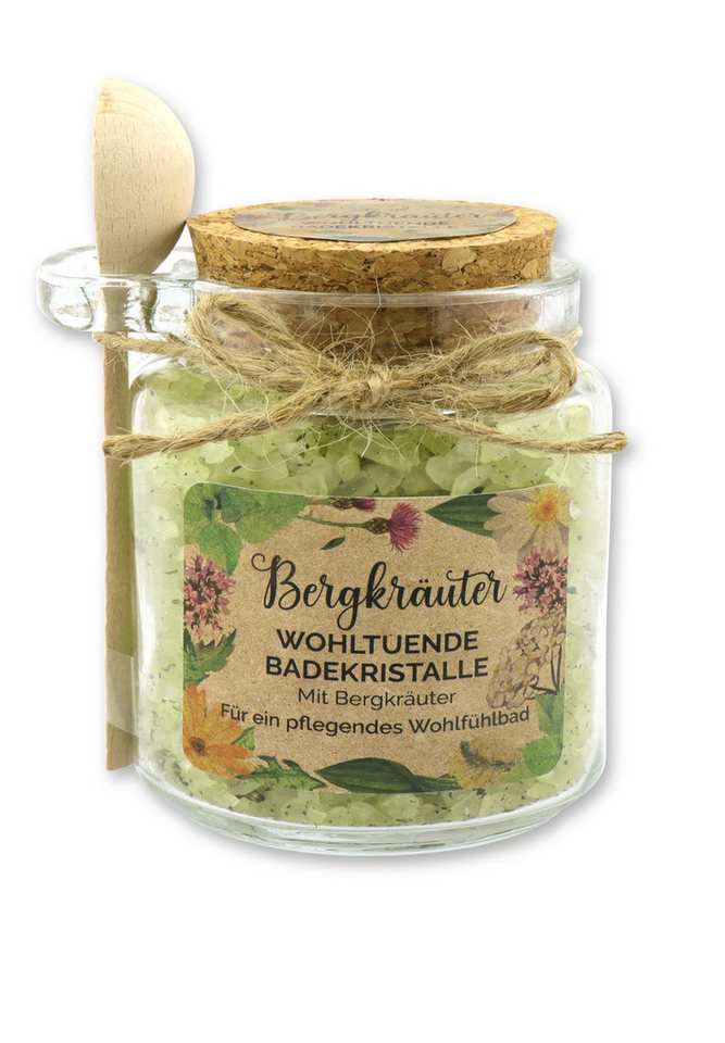 Gerlinde Hofer _ Florex GmbH Badezusatz Bergkräuter grob, 1-tlg., Badesalz mit Bio Schafmilch im Glas mit Holzlöffel 300 g von Gerlinde Hofer _ Florex GmbH