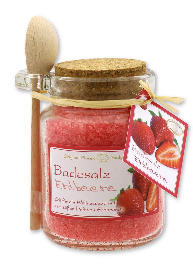 Gerlinde Hofer _ Florex GmbH Badezusatz Erdbeere 300 g, 1-tlg., Badesalz mit Bio Schafmilch im Glas mit Holzlöffel 300 g von Gerlinde Hofer _ Florex GmbH
