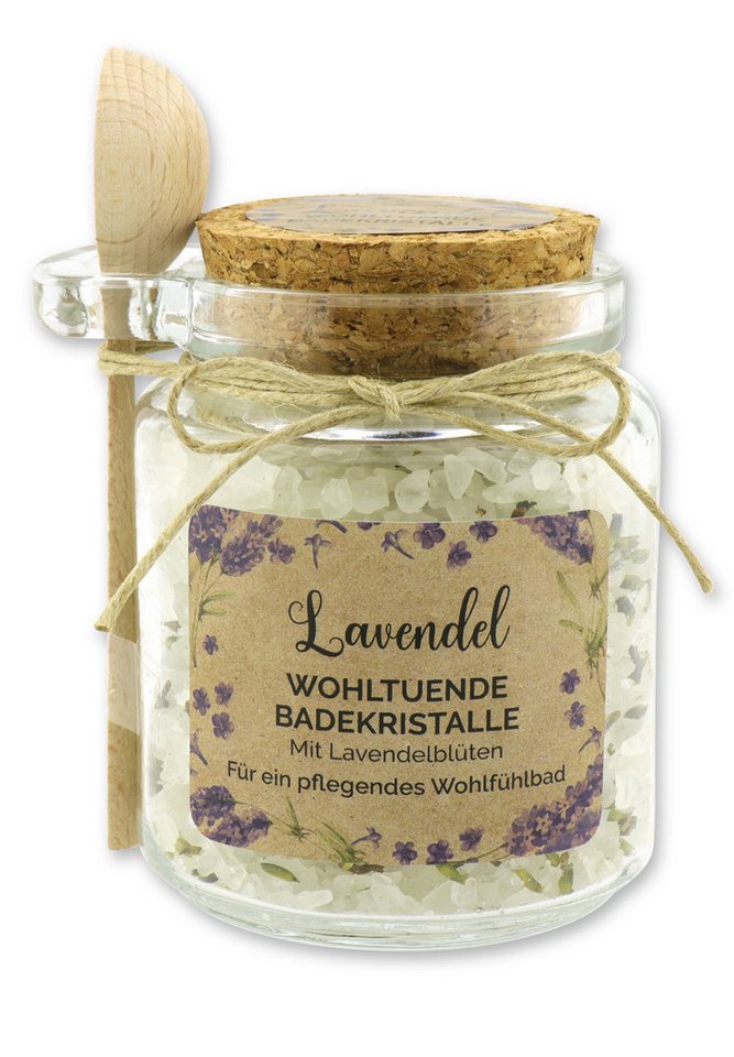 Gerlinde Hofer _ Florex GmbH Badezusatz Lavendel grob, 1-tlg., Badesalz mit Bio Schafmilch im Glas mit Holzlöffel 300 g von Gerlinde Hofer _ Florex GmbH