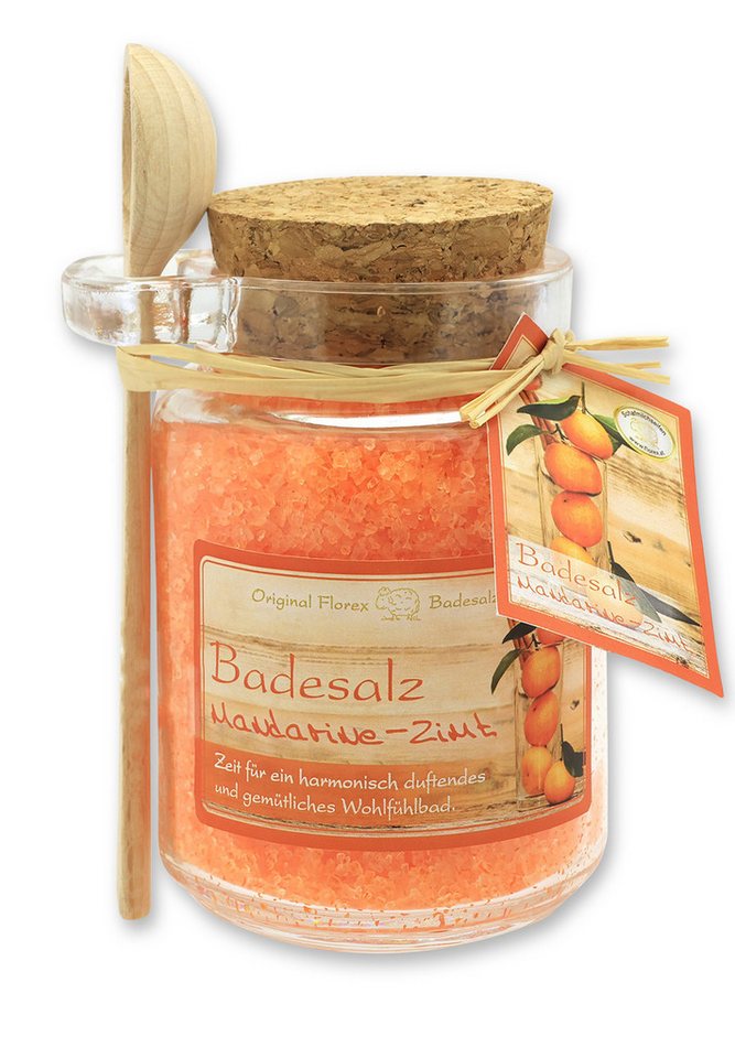 Gerlinde Hofer _ Florex GmbH Badezusatz Mandarine-Zimt 300 g, 1-tlg., Badesalz mit Bio Schafmilch im Glas mit Holzlöffel 300 g von Gerlinde Hofer _ Florex GmbH