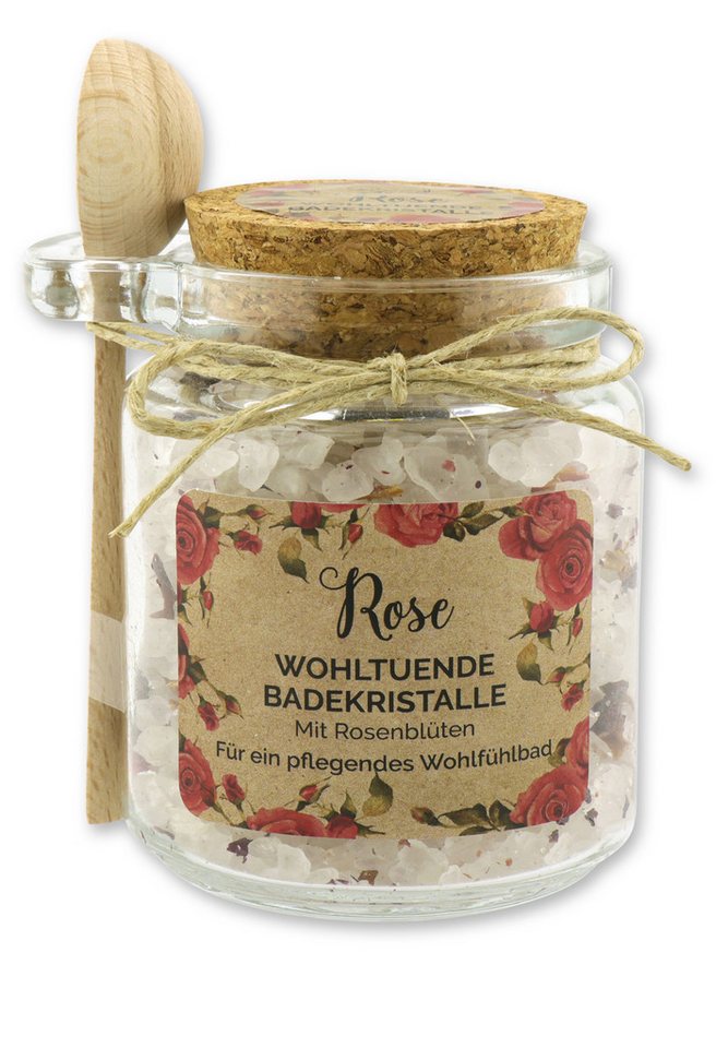 Gerlinde Hofer _ Florex GmbH Badezusatz Rose grob, 1-tlg., Badesalz mit Bio Schafmilch im Glas mit Holzlöffel 300 g von Gerlinde Hofer _ Florex GmbH
