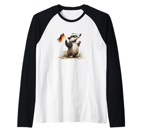 Süßer Dachs in Deutschland Kostüm für Erwachsene und Kinder Raglan von German Badger Outfit