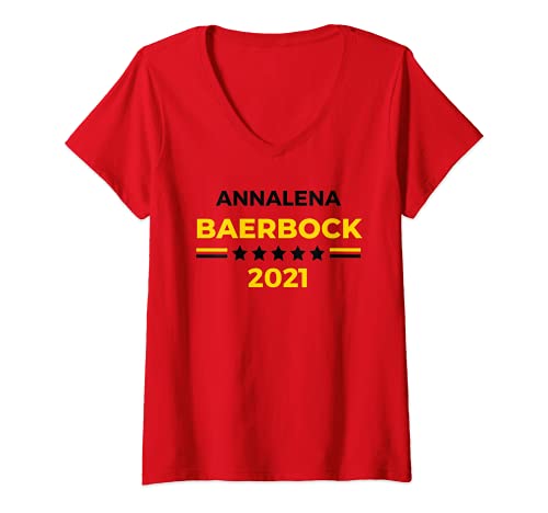Damen Annalena Baerbock for Chancellor 2021 Germany Green Party T-Shirt mit V-Ausschnitt Damen Annalena Baerbock for Chancellor 2021 Germany Green Party T-Shirt mit V-Ausschnitt von German Chancellor Election 2021