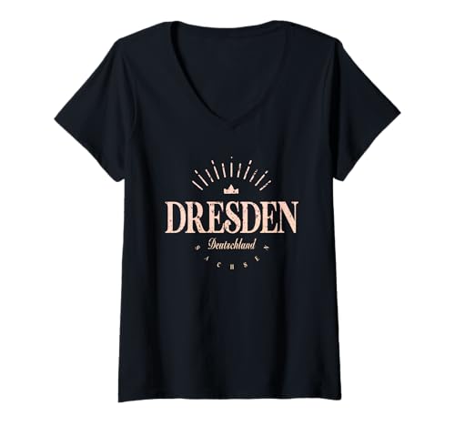 Damen Dresden Deutschland | Dresden Sachsen-Anhalt Deutschland Modern T-Shirt mit V-Ausschnitt von German Contemporary Designs