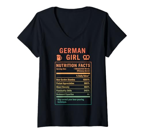 Damen Stolze deutsche Frauen mit Deutschen Wurzeln T-Shirt mit V-Ausschnitt Damen Stolze deutsche Frauen mit Deutschen Wurzeln T-Shirt mit V-Ausschnitt von German Cultural Gifts For Women
