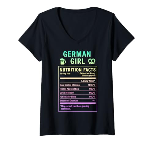 Damen Stolze deutsche Frauen mit Deutschen Wurzeln T-Shirt mit V-Ausschnitt von German Cultural Gifts For Women