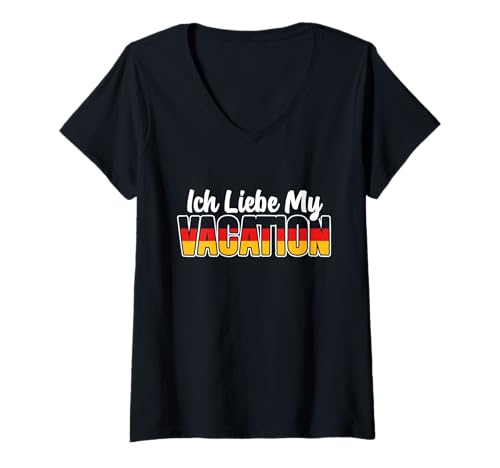 Damen Ich Liebe My Vacation Deutscher Humor Deutschland Flagge T-Shirt mit V-Ausschnitt Damen Ich Liebe My Vacation Deutscher Humor Deutschland Flagge T-Shirt mit V-Ausschnitt von German Humor Designs for Germany Lover Deutschland
