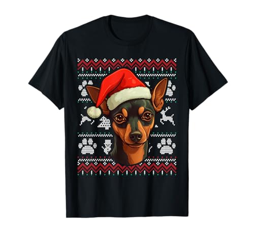 Deutscher Pinscher Nikolausmütze Weihnachten Lustig Hund Mama Papa T-Shirt von German Pinscher Axismas