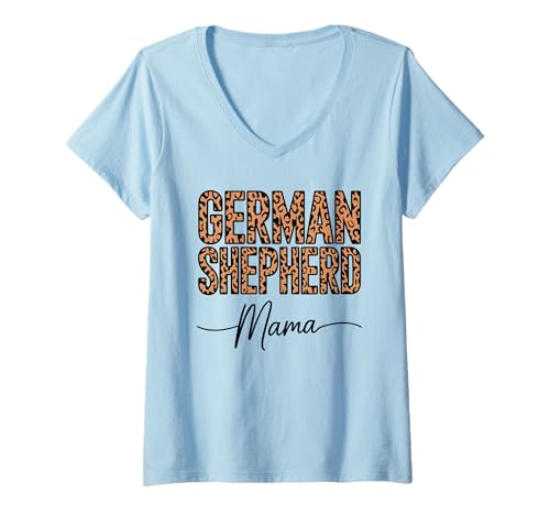 Damen German Shepherd Mama GSD Alsatian Deutscher Schäferhund T-Shirt mit V-Ausschnitt Damen German Shepherd Mama GSD Alsatian Deutscher Schäferhund T-Shirt mit V-Ausschnitt von German Shepherd Dog Lover Gifts
