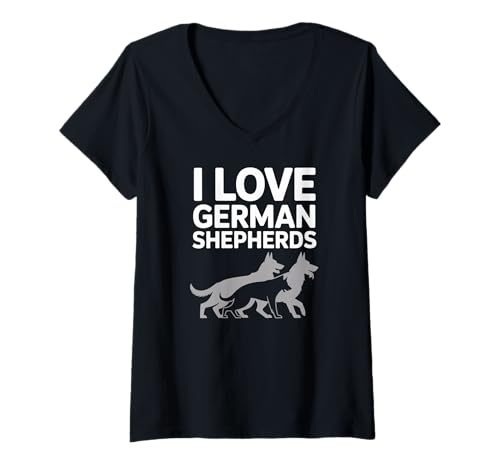 Damen Ich Liebe Deutsche Schäferhunde Canine Pride T-Shirt mit V-Ausschnitt Damen Ich Liebe Deutsche Schäferhunde Canine Pride T-Shirt mit V-Ausschnitt von German Shepherd Enthusiast Lovers