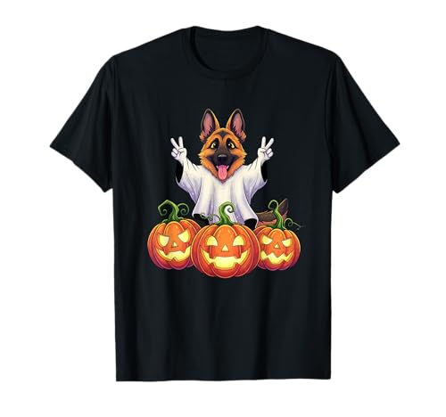 Deutscher Schäferhund Geist Kürbis Boo Halloween Kinder Herren Damen T-Shirt von German Shepherd Halloween Ghost Pumpkin Outfits