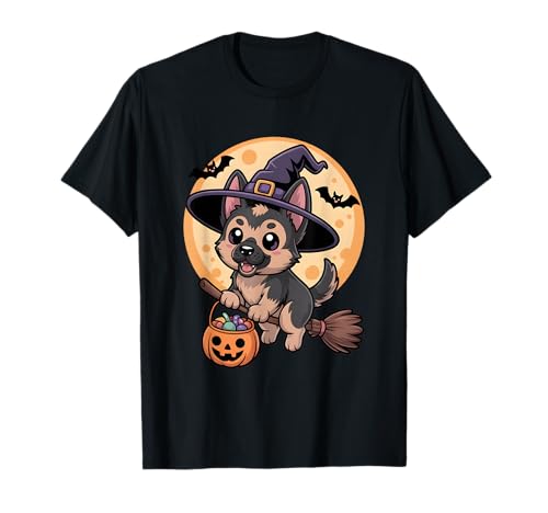 Deutscher Schäferhund Hexenhut Kürbis Halloween Kostüm Herren T-Shirt Deutscher Schäferhund Hexenhut Kürbis Halloween Kostüm Herren T-Shirt von German Shepherd Lover Dog Halloween Party Wear