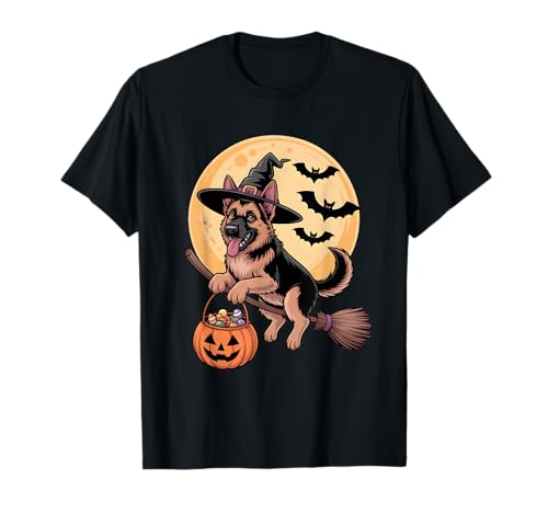 Deutscher Schäferhund Hexenhut Kürbis Halloween Kostüm Herren T-Shirt Deutscher Schäferhund Hexenhut Kürbis Halloween Kostüm Herren T-Shirt von German Shepherd Lover Dog Halloween Party Wear