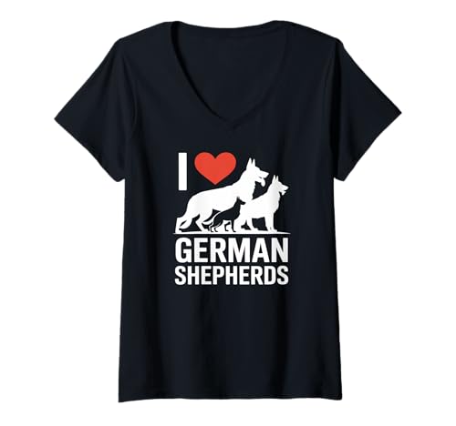 Damen I Love German Shepherds Hunderasse Fans T-Shirt mit V-Ausschnitt Damen I Love German Shepherds Hunderasse Fans T-Shirt mit V-Ausschnitt von German Shepherd Lovers Pet Enthusiasts